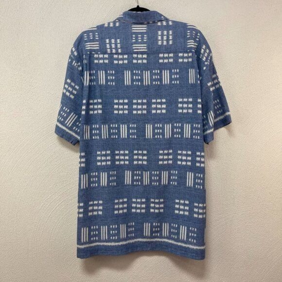 Tommy Bahama Hawaiian Shirt Blue Button-up Silk Cotton Lines Stripe Men's SZ XXL - Picture 2 of 4